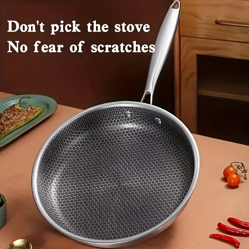 Honeycomb Non-Stick Frying Pan | Stainless Steel Skillet for Steak, Fish & Eggs