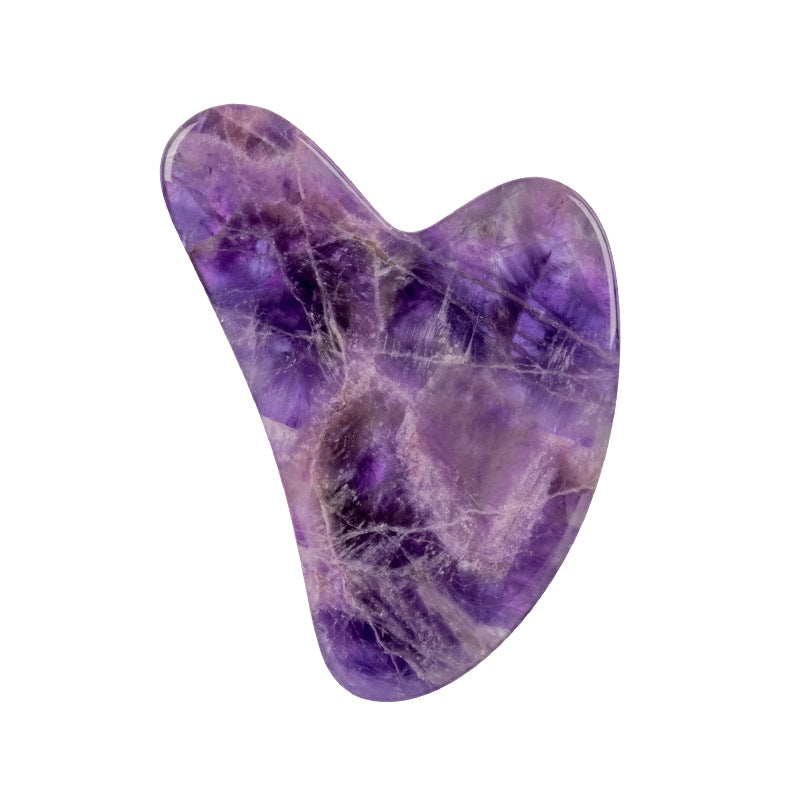 Amethyst Roller & Heart-Shaped Gua Sha Massager Set | Crystal Face Massage Tools