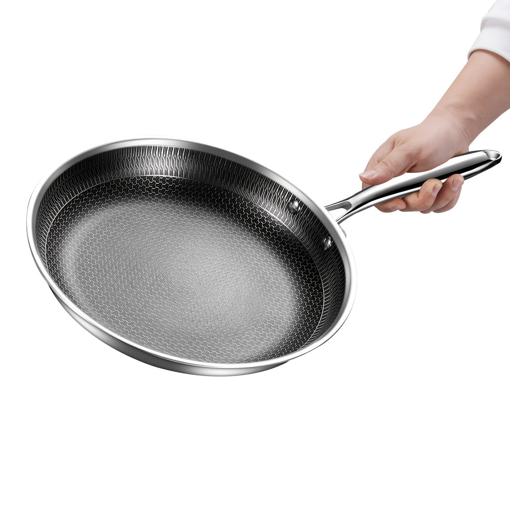 Honeycomb Non-Stick Frying Pan | Stainless Steel Skillet for Steak, Fish & Eggs