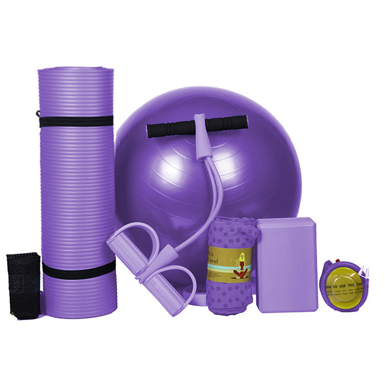 Beginner Yoga Mat 5-Piece Set | Complete Starter Kit with Blocks, Strap & Resistance Bands
