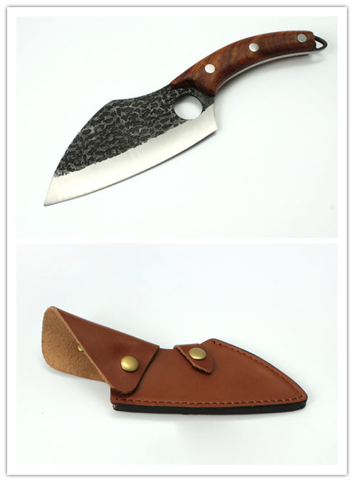 Hand-Forged Boning Knife Set | High-Carbon Steel Kitchen Knife with Leather Case