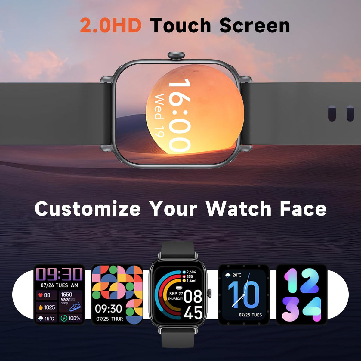 2.0 Inch HD Fashion Smartwatch with Bluetooth Calling | IP68 Waterproof Fitness Tracker Pink