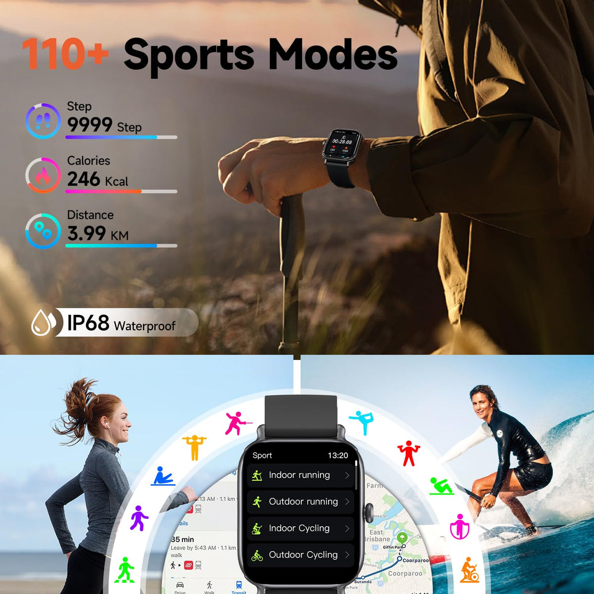 2.0 Inch HD Fashion Smartwatch with Bluetooth Calling | IP68 Waterproof Fitness Tracker Pink