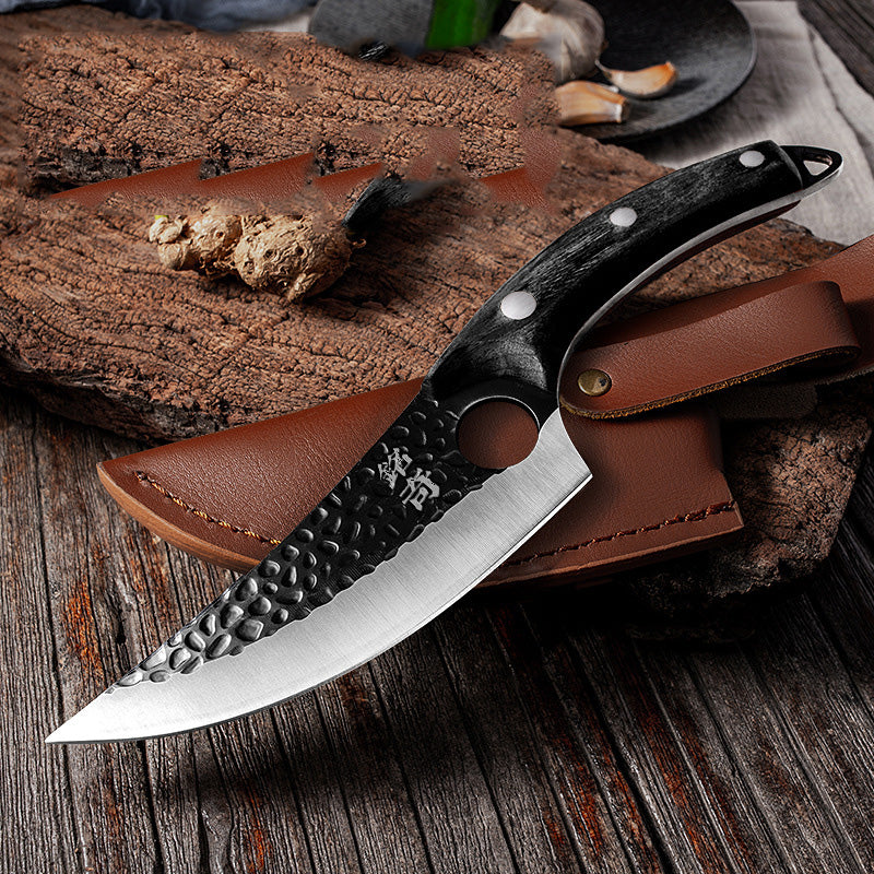 Hand-Forged Boning Knife Set | High-Carbon Steel Kitchen Knife with Leather Case