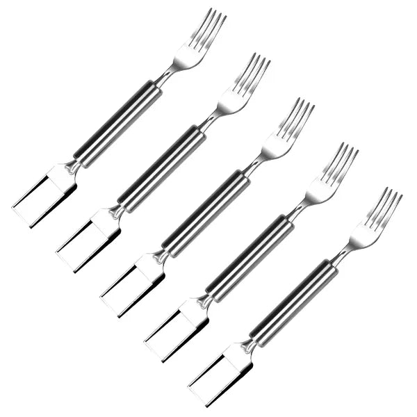 5-Piece Stainless Steel Watermelon Cutter & Slicer Set | Fruit Cutting Fork Knife