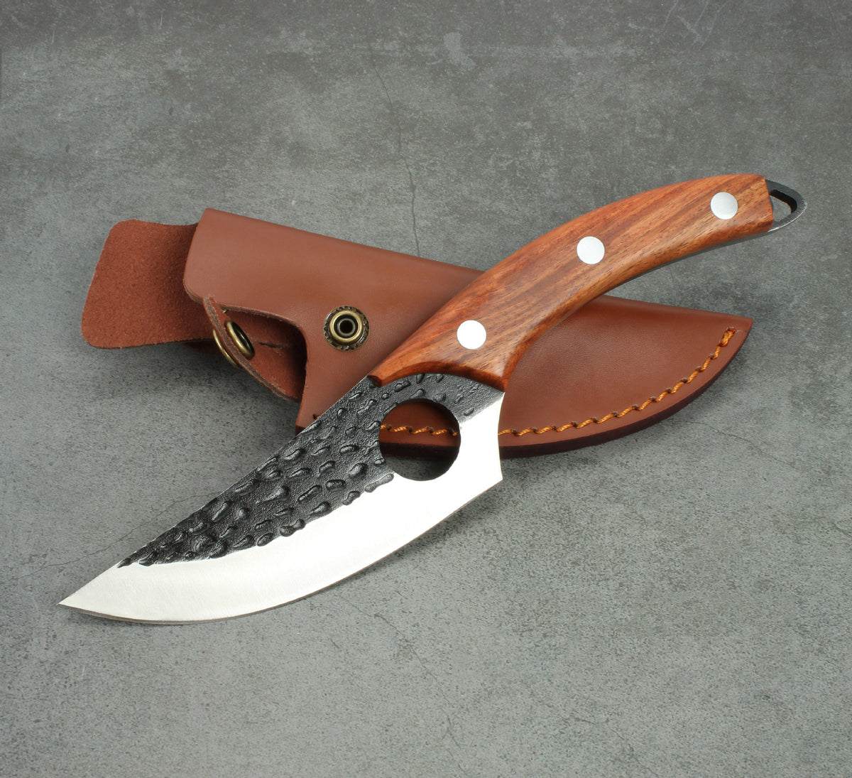 Hand-Forged Boning Knife Set | High-Carbon Steel Kitchen Knife with Leather Case