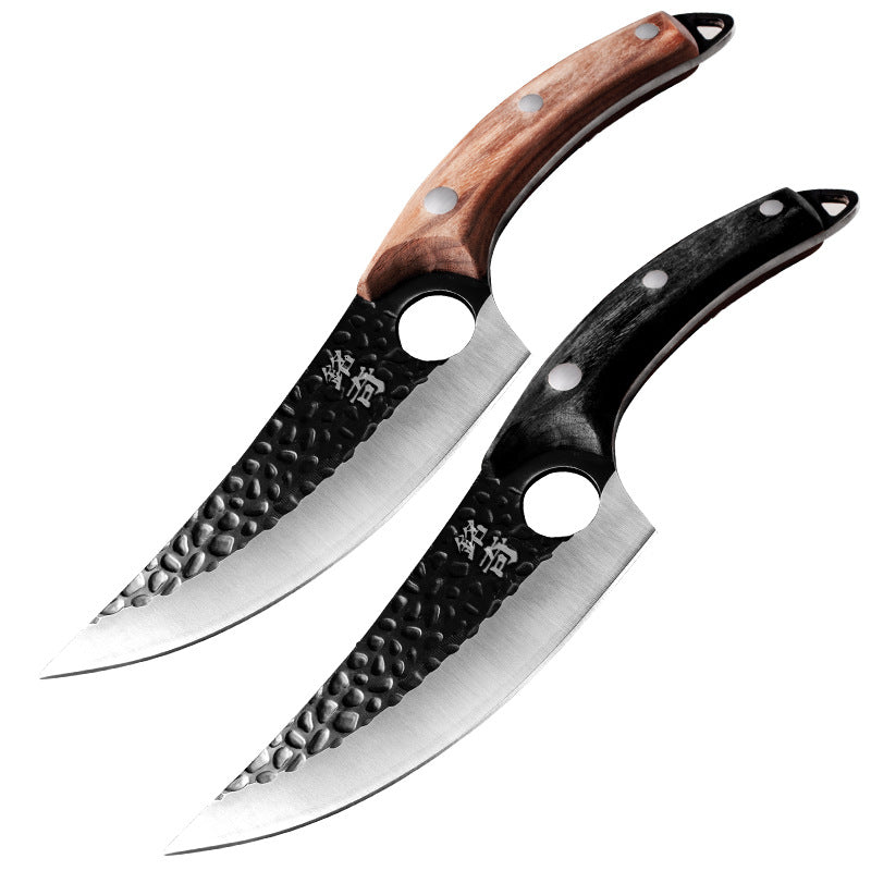 Hand-Forged Boning Knife Set | High-Carbon Steel Kitchen Knife with Leather Case