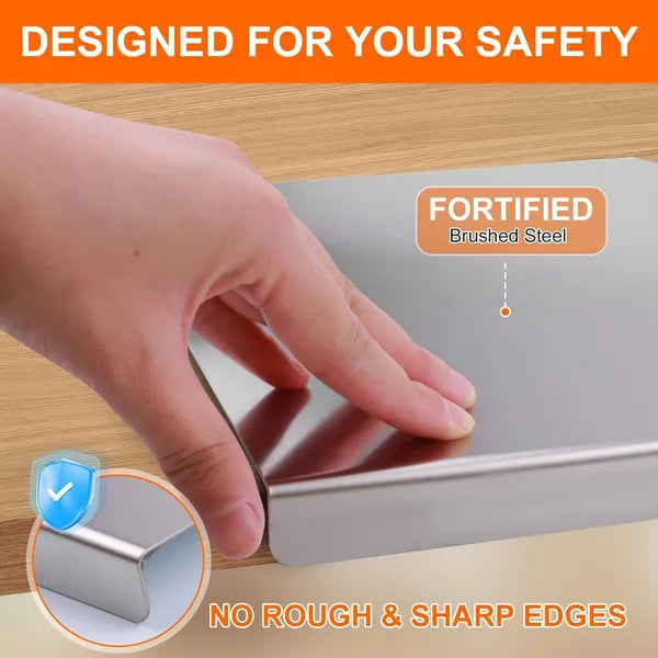 Large 304 Stainless Steel Cutting Board with Counter Lip & Non-Slip Pad, 40×50 cm