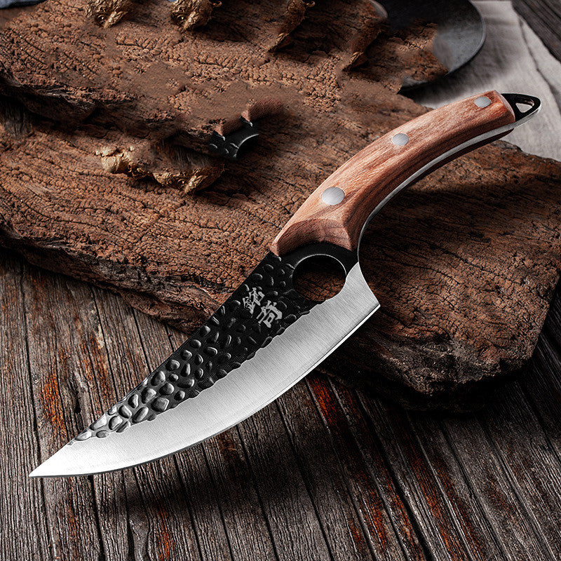 Hand-Forged Boning Knife Set | High-Carbon Steel Kitchen Knife with Leather Case