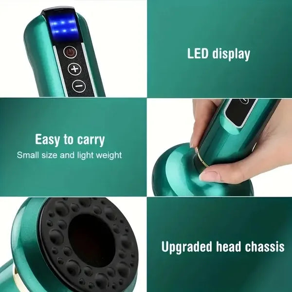 12-Level Electric Vacuum Cupping & Gua Sha Body Massager | Rechargeable Cordless Scraping Device
