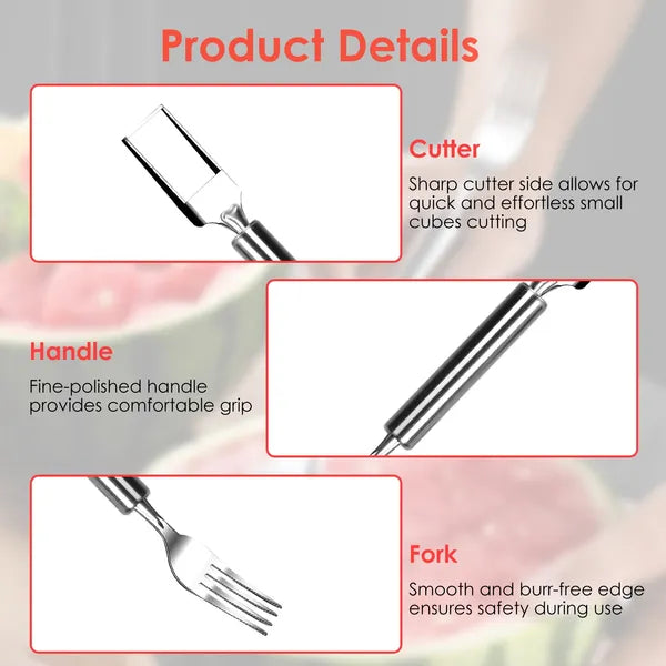 5-Piece Stainless Steel Watermelon Cutter & Slicer Set | Fruit Cutting Fork Knife