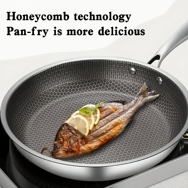 Honeycomb Non-Stick Frying Pan | Stainless Steel Skillet for Steak, Fish & Eggs