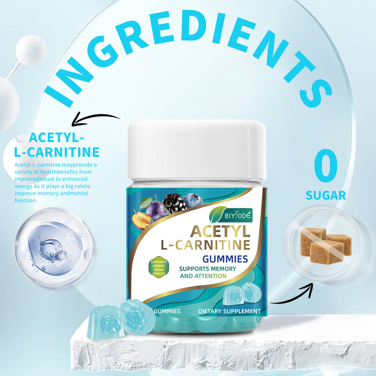Biyode Wholesale Acetyl L-Carnitine Gummiegel Gummies Natural Daily...
