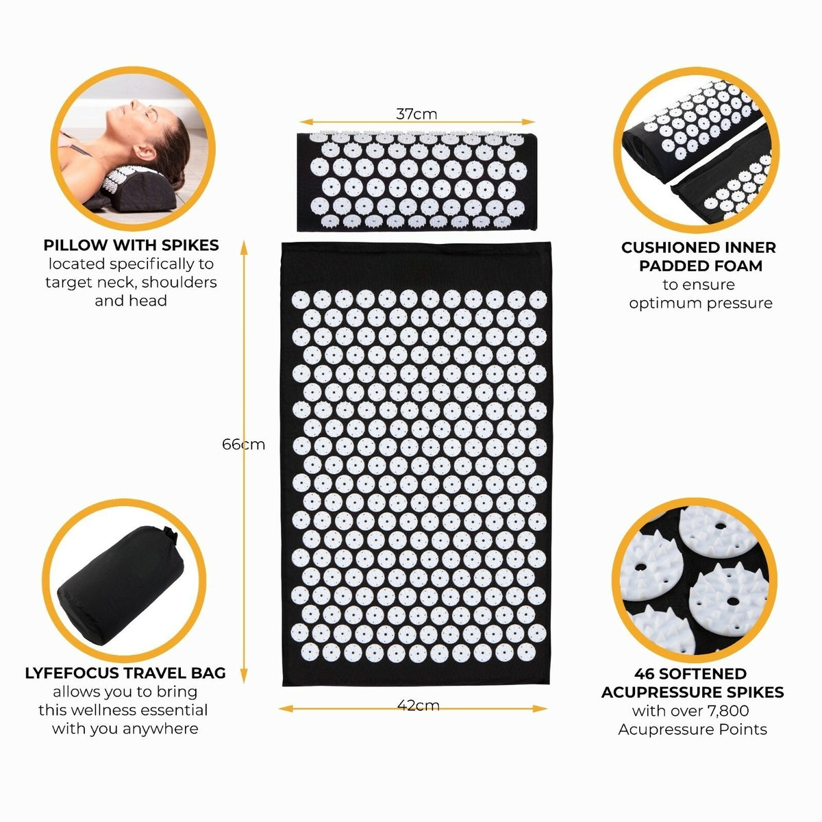 Premium Acupressure Shakti Mat & Pillow Set | Fitness Yoga Relaxation Mat for Back & Neck