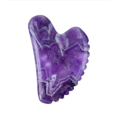 Amethyst Roller & Heart-Shaped Gua Sha Massager Set | Crystal Face Massage Tools