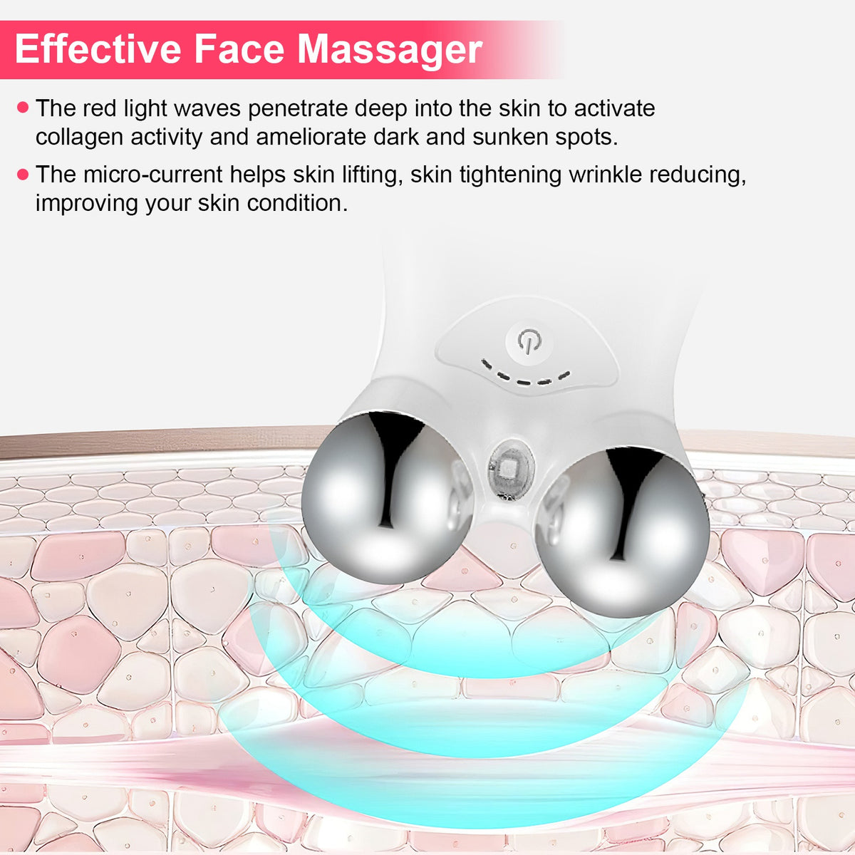 Rechargeable Micro-Current Face & Neck Roller Massager | 5-Gear Skin Tightening & Lifting Device