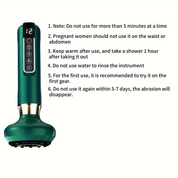 12-Level Electric Vacuum Cupping & Gua Sha Body Massager | Rechargeable Cordless Scraping Device
