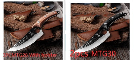Hand-Forged Boning Knife Set | High-Carbon Steel Kitchen Knife with Leather Case