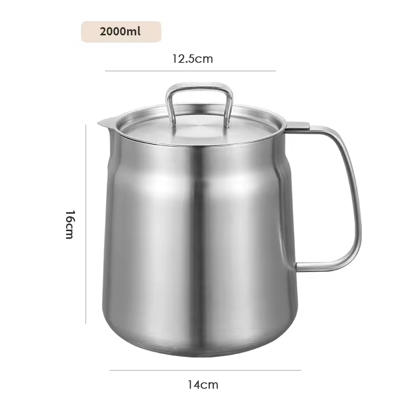 2L Stainless Steel Oil Filter Pot with Fine Mesh Strainer - Reusabl...