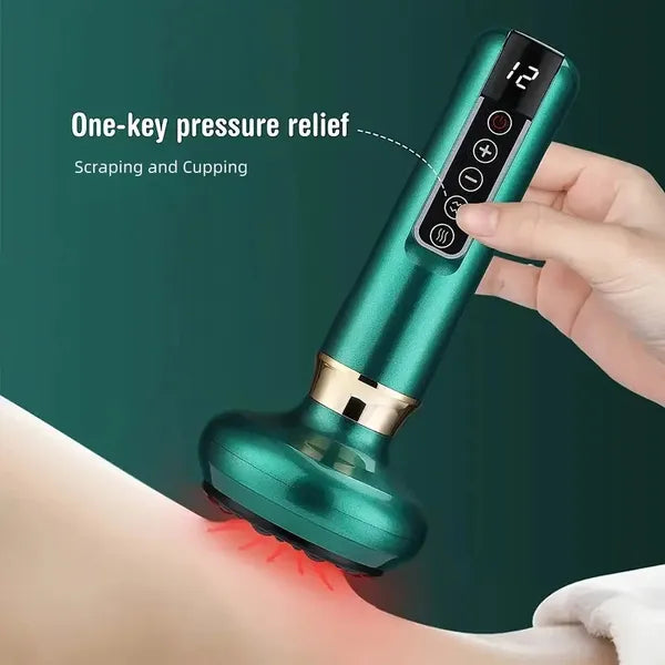 12-Level Electric Vacuum Cupping & Gua Sha Body Massager | Rechargeable Cordless Scraping Device