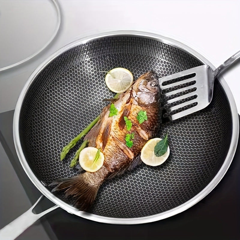 Honeycomb Non-Stick Frying Pan | Stainless Steel Skillet for Steak, Fish & Eggs