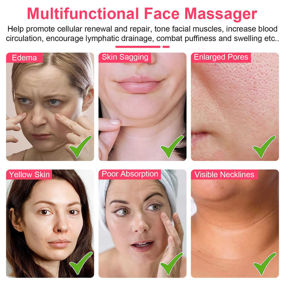 Rechargeable Micro-Current Face & Neck Roller Massager | 5-Gear Skin Tightening & Lifting Device