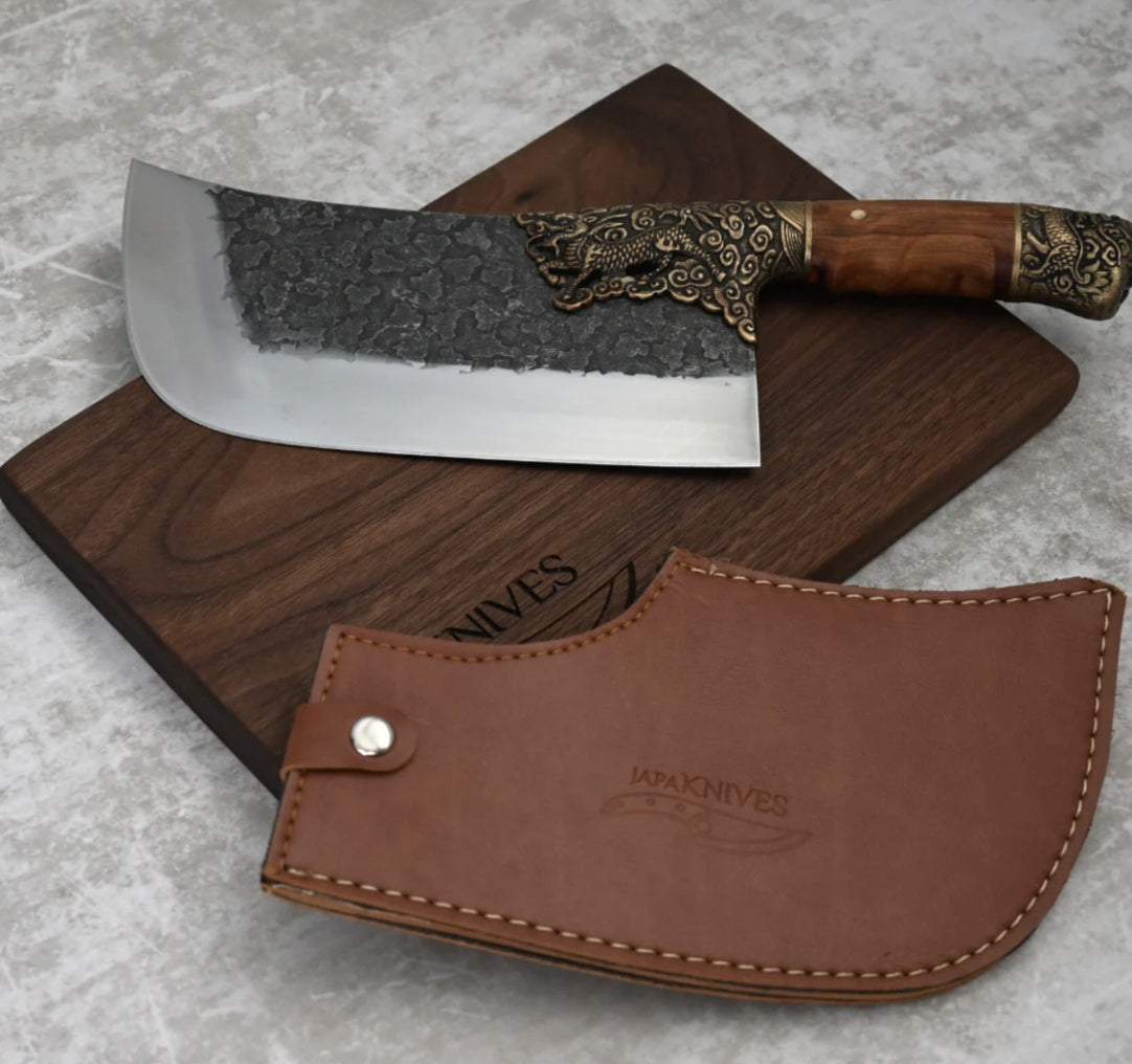 Hand-Forged Chef Cleaver Knife | Dual-Use Bone Chopping & Kitchen Knife