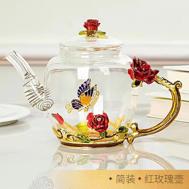 Enamel & Glass Teacup Set | Elegant Tea Cups for Home & Office