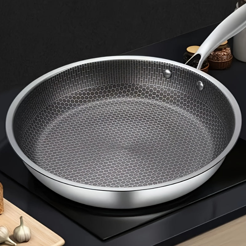 Honeycomb Non-Stick Frying Pan | Stainless Steel Skillet for Steak, Fish & Eggs