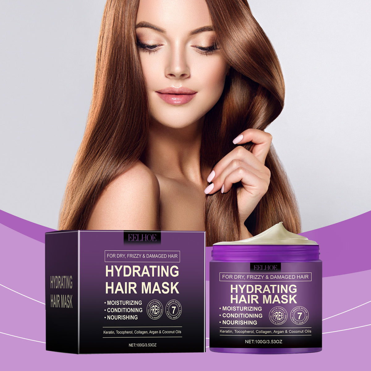 EELHOE Collagen Hair Mask Nourishing Moisturizing Repairing Hydrating Smooth And Voluminous Silky Essence Hair Mask