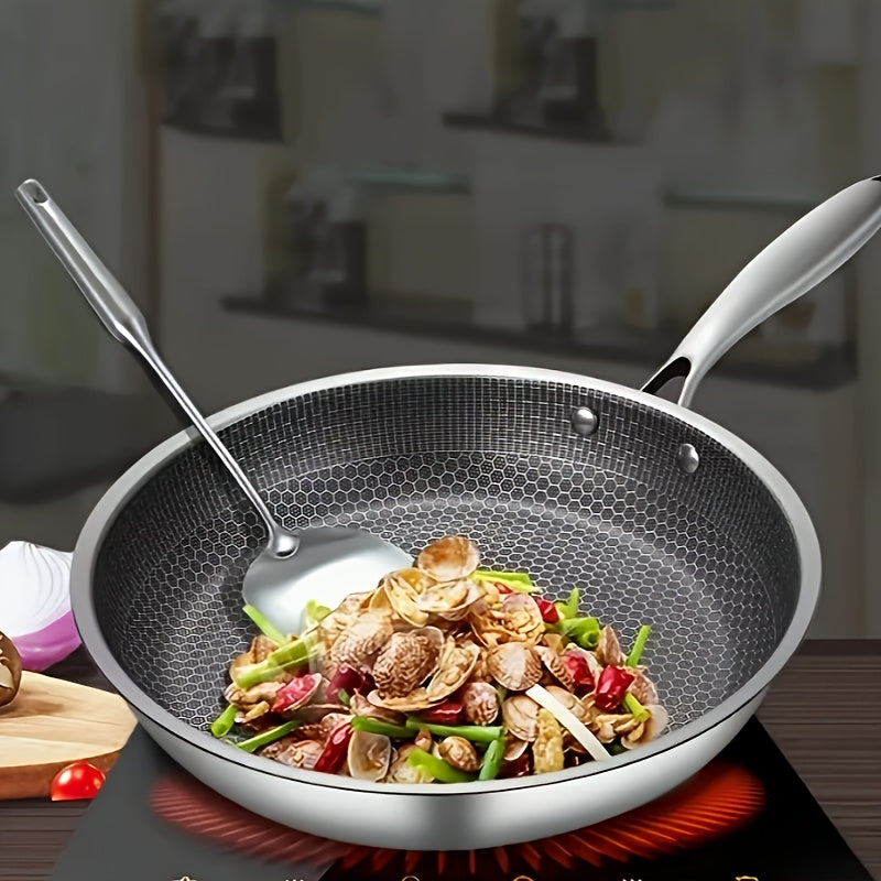 Honeycomb Non-Stick Frying Pan | Stainless Steel Skillet for Steak, Fish & Eggs